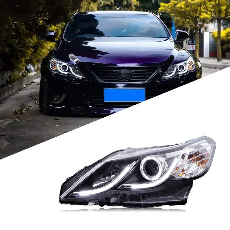 2010-2013 Car Lights For  New REIZ Headlamp Assembly MARK X LED Daytime Running Lamp Angel Eye Lens Xenon