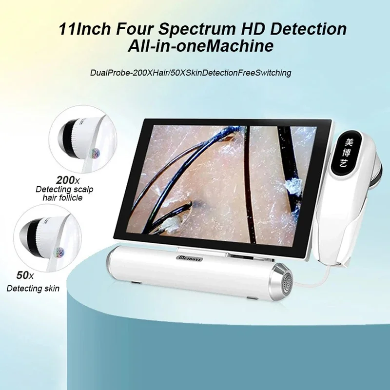 11 Inch HD Scalp Detector 50/200X Digital Hair Skin Analyzer Microscope for Hair Follicle Testing and Skin Analysis Magnifier