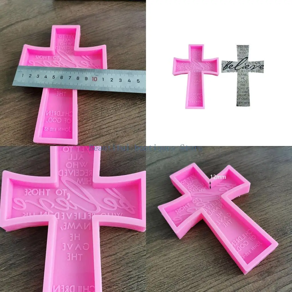 

U4LF DIY Cross Resin Decorative Craft Silicone Mold for Epoxy Resin Jewelry Making Necklace Jewelry Casting Tools