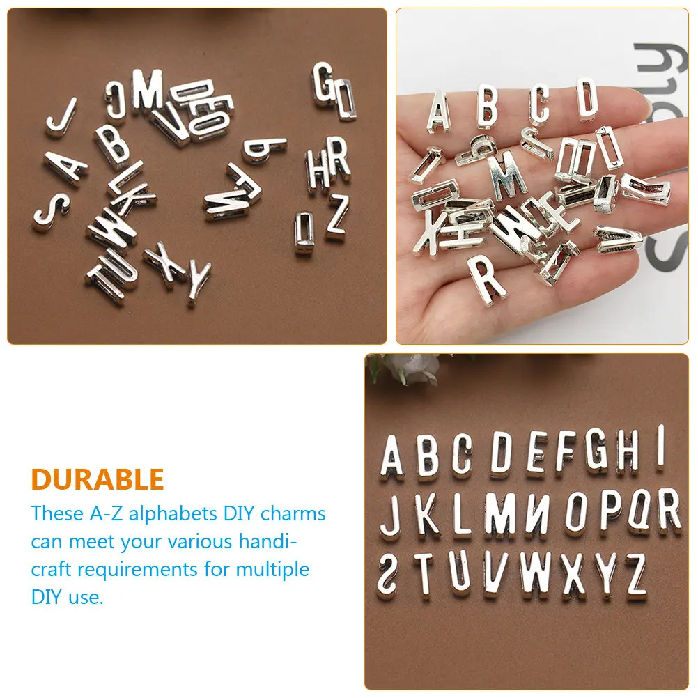52Pcs Creative Alloy Alphabet Charms A-Z Letter Pendants for DIY Jewelry Making Necklace Bracelet Keychain Handbag Pet Collar