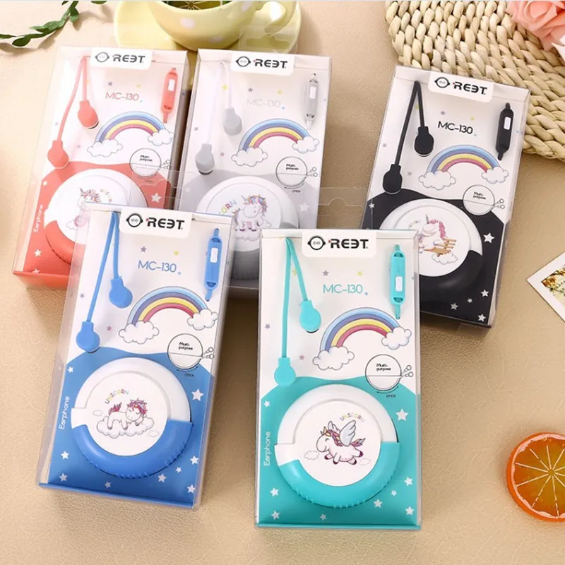 Cartoon Gift Unicorn Student Cute Mobile Phone Headset With Multi-function Storage Box MC-130