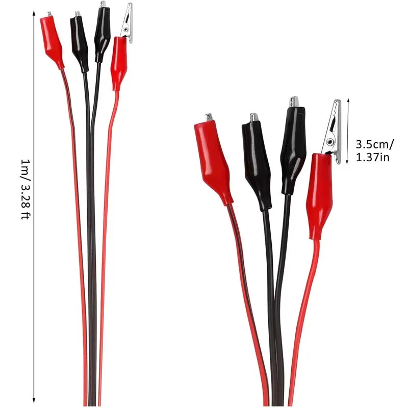 4 pairs 1M Alligator Clips Electrical, Insulated Test Leads with Alligator Clips, Stamping Double-ended Jumper Wires