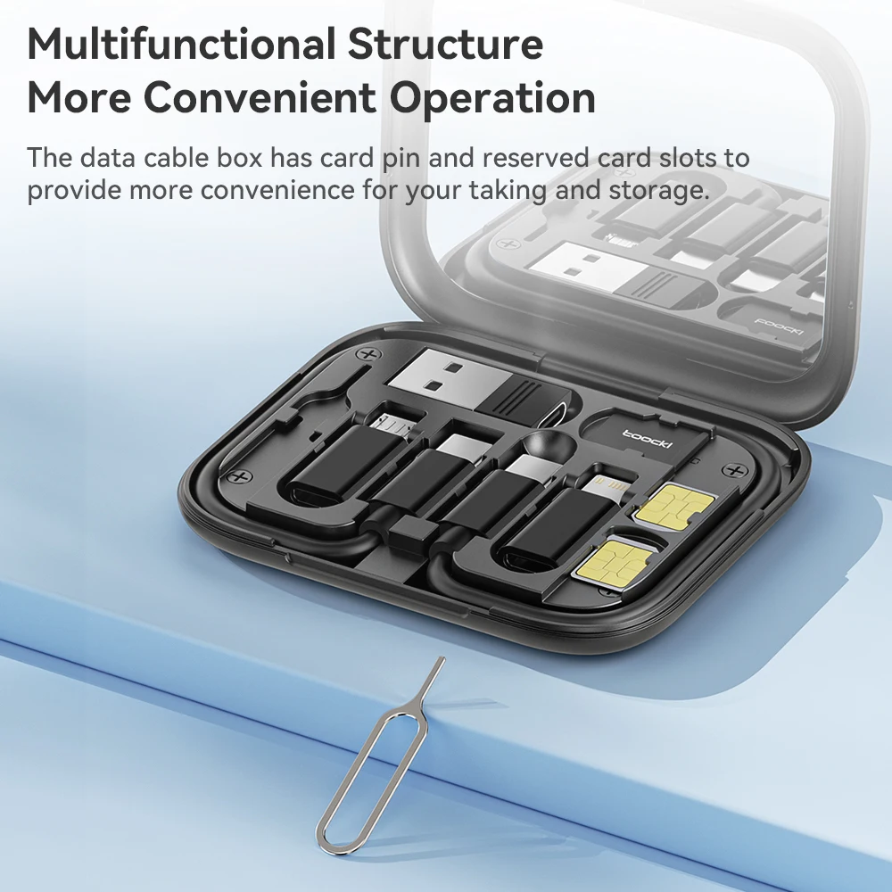 Toocki USB Type C To USB C Cable 60W 4 In 1 Mini Data Cable Set Storage Box Fast Charging Charger Mobile Phone Holder For Xiaomi