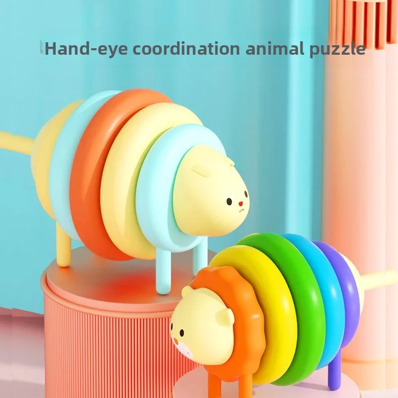 Baby Early Education Toy - Animal Collage Music Toy, Color Matching Puzzle, Rainbow Stacking Ring, Fun Learning, Safe for Babies