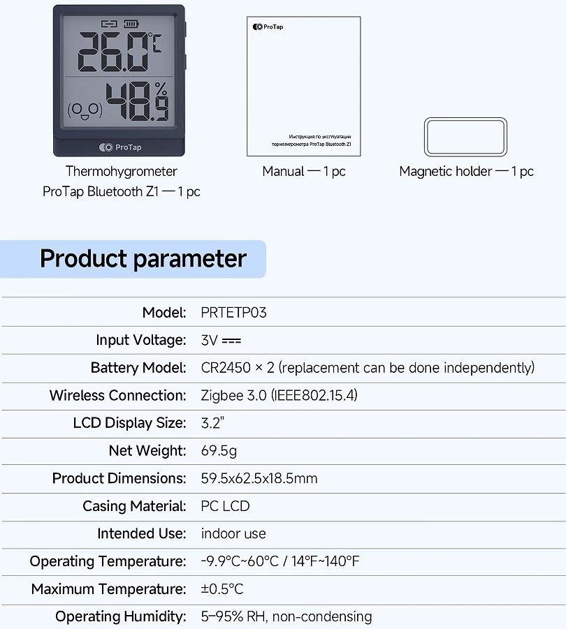 Wholesale ZigBee Temperature Sensor Smart Air Pressure Humidity Sensor Smart Home Work With Mi Home APP
