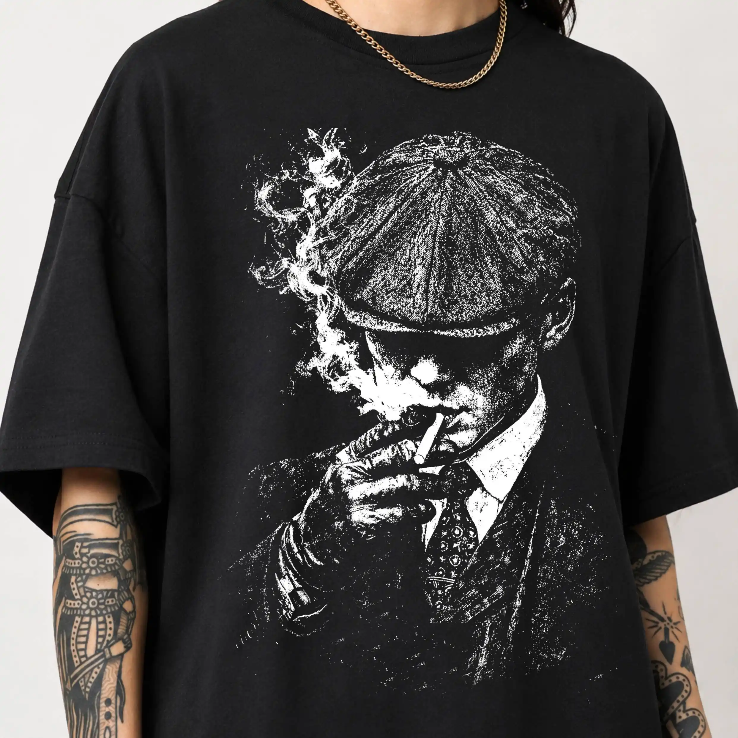 Peaky Blinders Thomas Shelby Shirt, Cillian Murphy Smoking Graphic Tee, Shelby Gangster Flat Cap Shirt