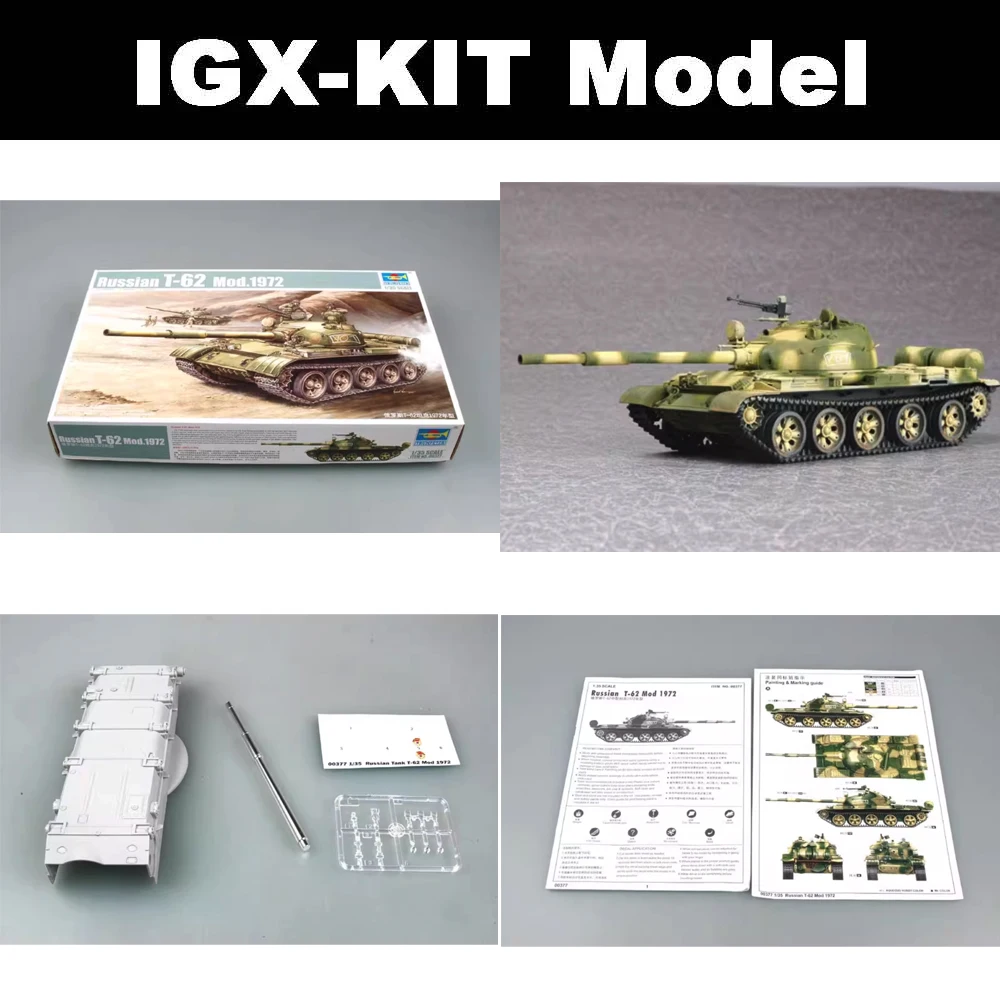 

Trumpeter 00377 1/35, русский T62 T-62 Mod1972 MBT, основной боевой танк, детский подарок, военная игрушка, пластиковая сборка, комплект модели здания