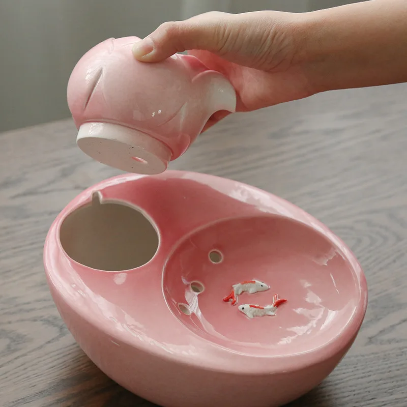 Fuente de agua para gatos de cerámica inteligente con flujo continuo - imagen 5