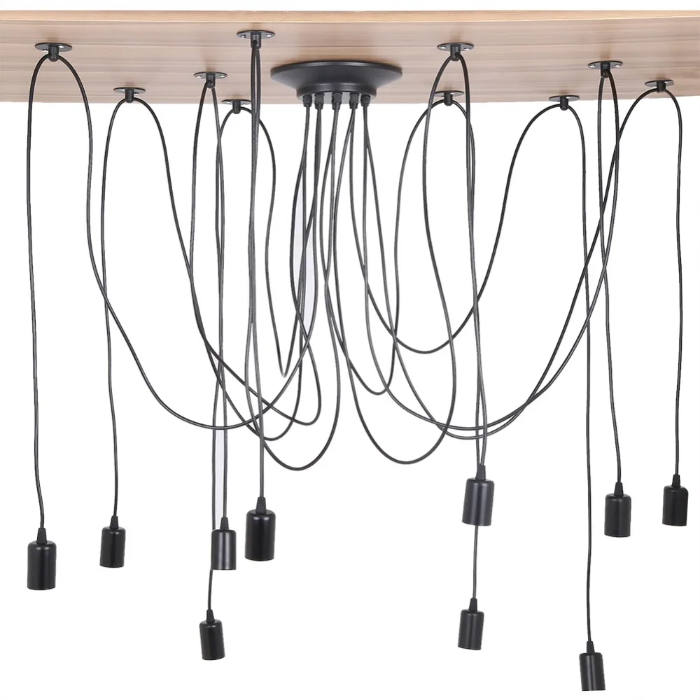 Vintage 10 Head Spider Pendant Light E27 Base Adjustable Chandelier 110-240V Pendant Light Kitchen Island