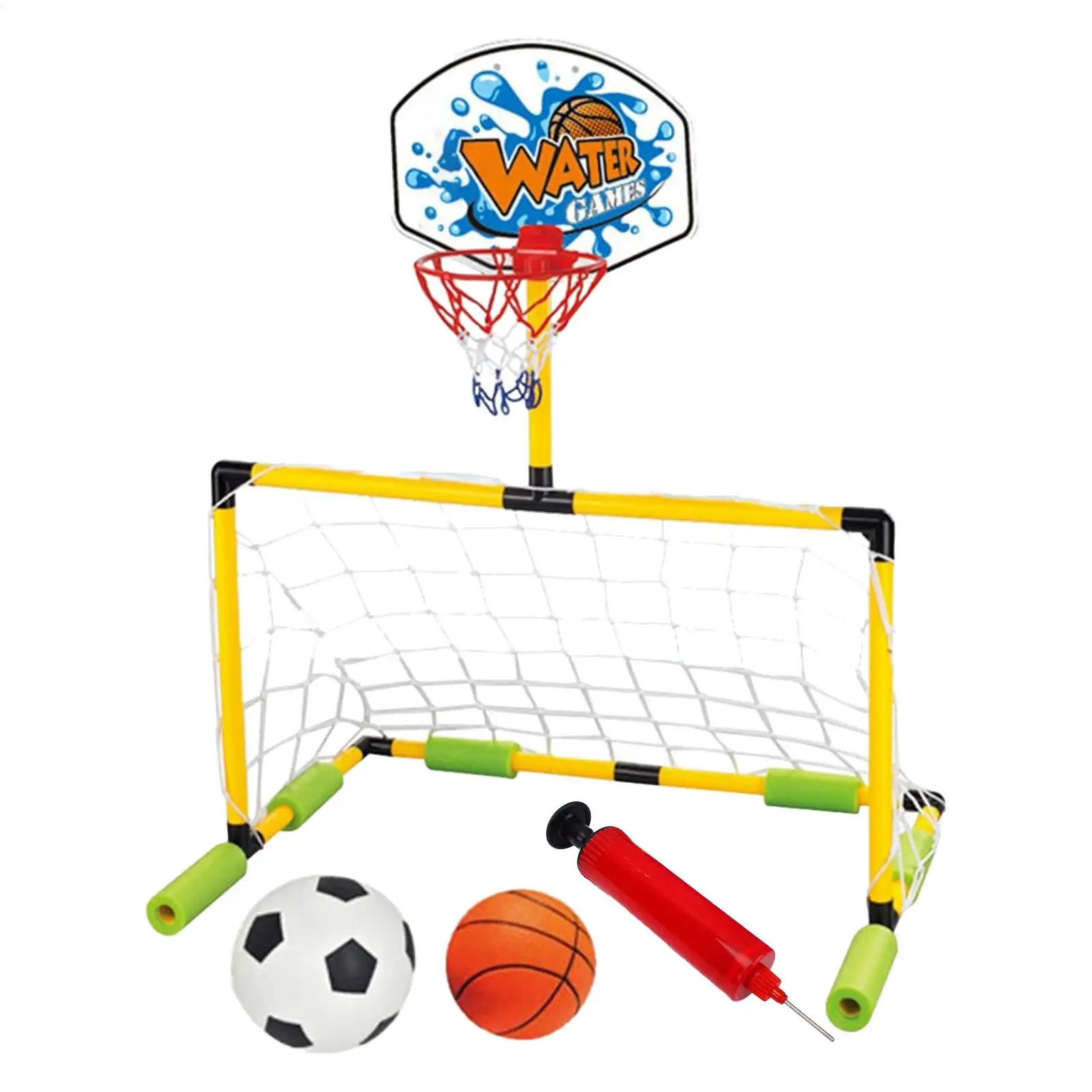

Pool Basketball Hoop Floating Pool Basketball Goal Set With Pump And Football Waterproof Portable Door Frame For Lake Beach Gym