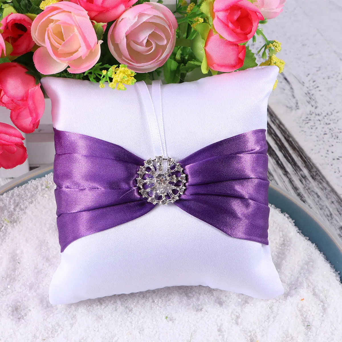 

10 X10cm Rhinestone Ring Pillow Cushion Wedding Bearer Pillows Lace Festival Supplies
