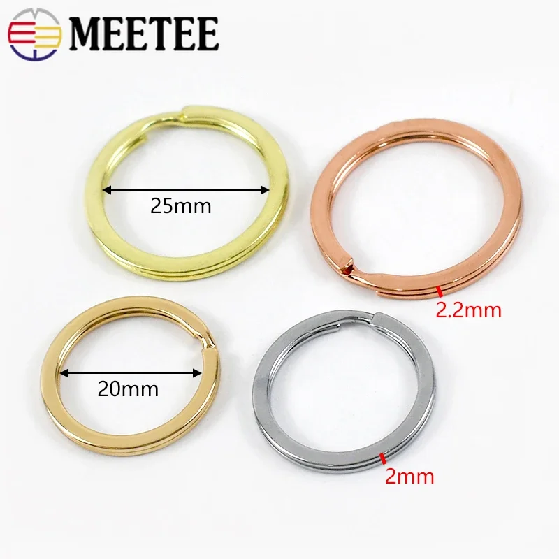 Meetee 20pcs Metal Keyring Split O Ring 20/25/29mm Circle Rings Buckles for Keychain Handbag Making Jewelry DIY Part Accessories