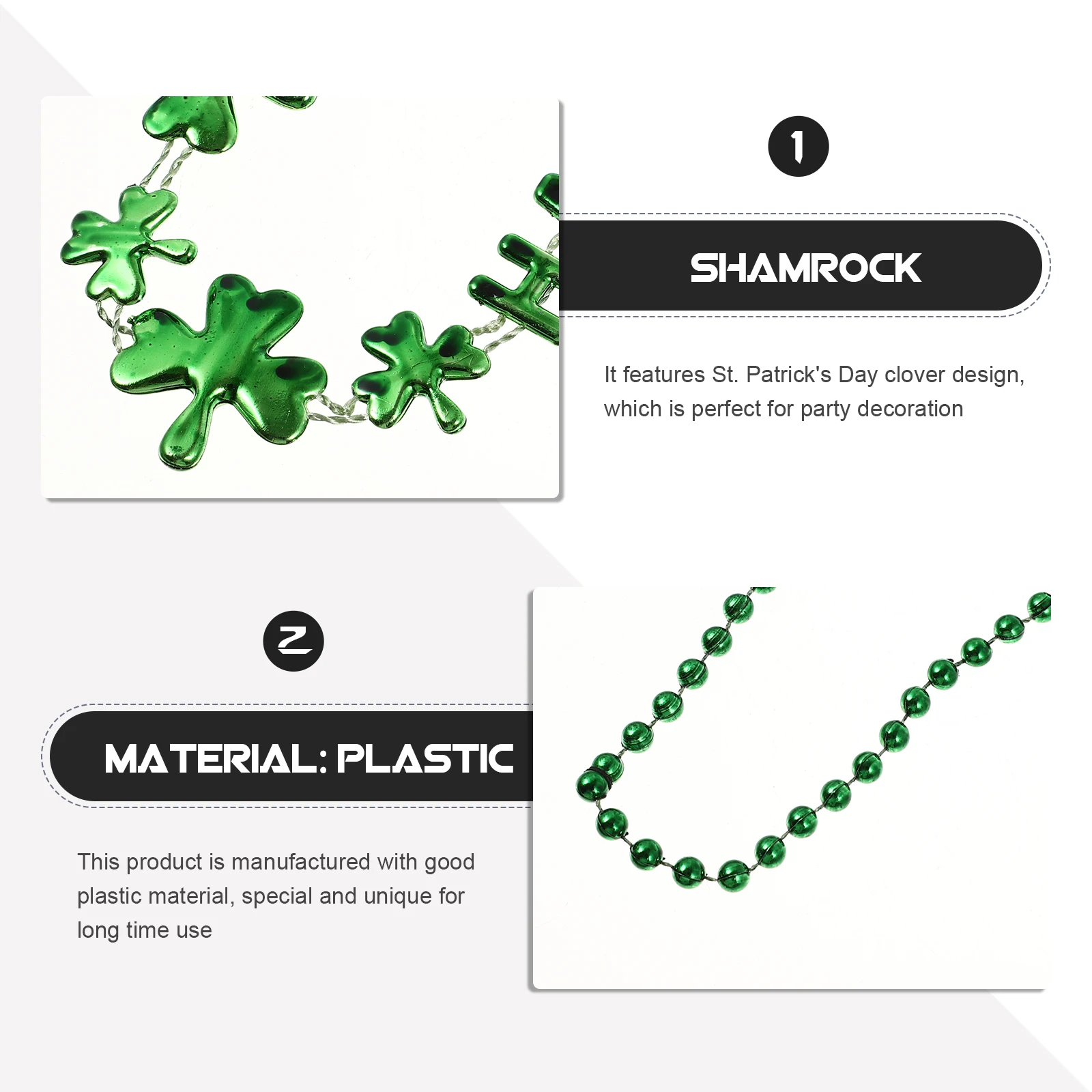 

4pcs Necklace Chain Bead Patrick . Patrick'S Day Jewelry Day Festival Party Accessories Plastic Beauty Toys
