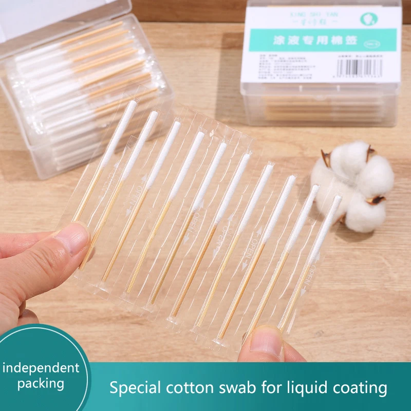 200/Pcs Beauty Application Dipping Wood Cotton Swab For Spot Removal Liquid Essence Eyelash Extension Glue Removing Cosmetic