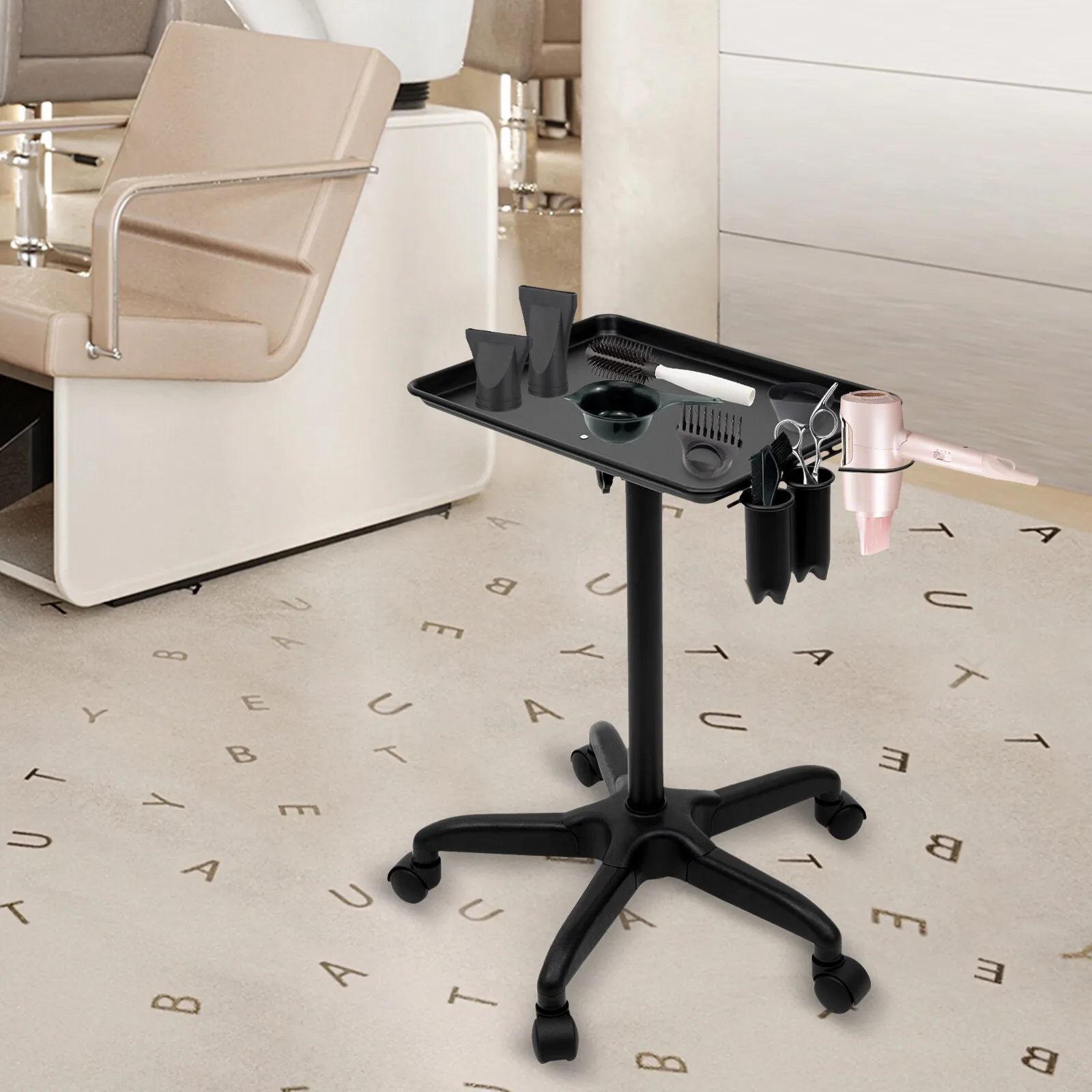 

Решение для мобильной рабочей станции! Регулируемая тележка для салона с держателем для инструментов, идеально подходящая для профессионалов красоты