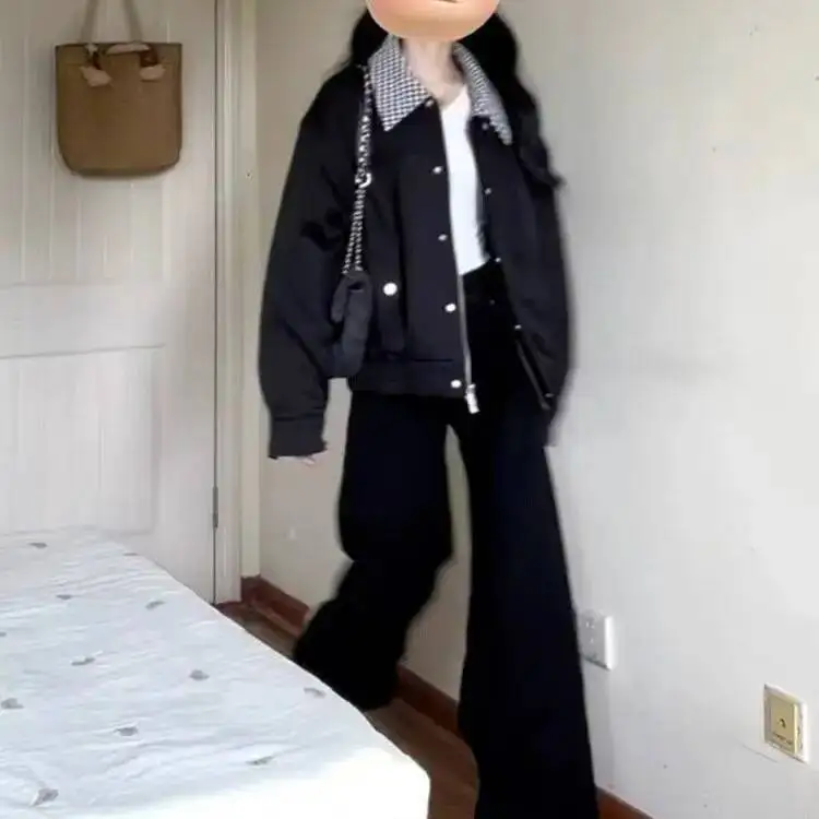 

Windbreaker Jackets For Woman Lambhair Khaki Girls Plus Harajuku Corduroy Patchwork Quilted Utility Trendy Trend Age-Reducing