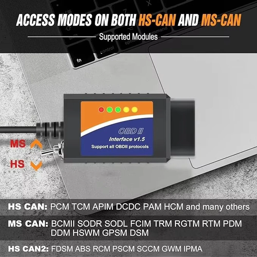 ELM327 FORScan OBD2 USB Adapter With MS CAN/HS CAN Switch for F150 F250 Car and Light Truck Check For Ford Coding ELMconfig FoCC