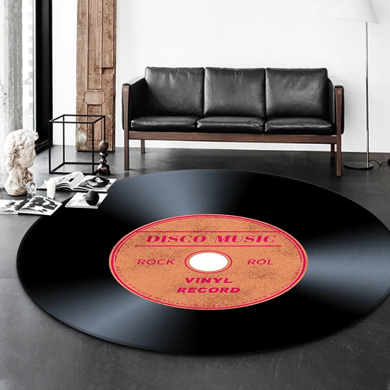 

Vinyl carpet retro 3D printing and dyeing circular floor mat theme decoration living room computer swivel chair cushion