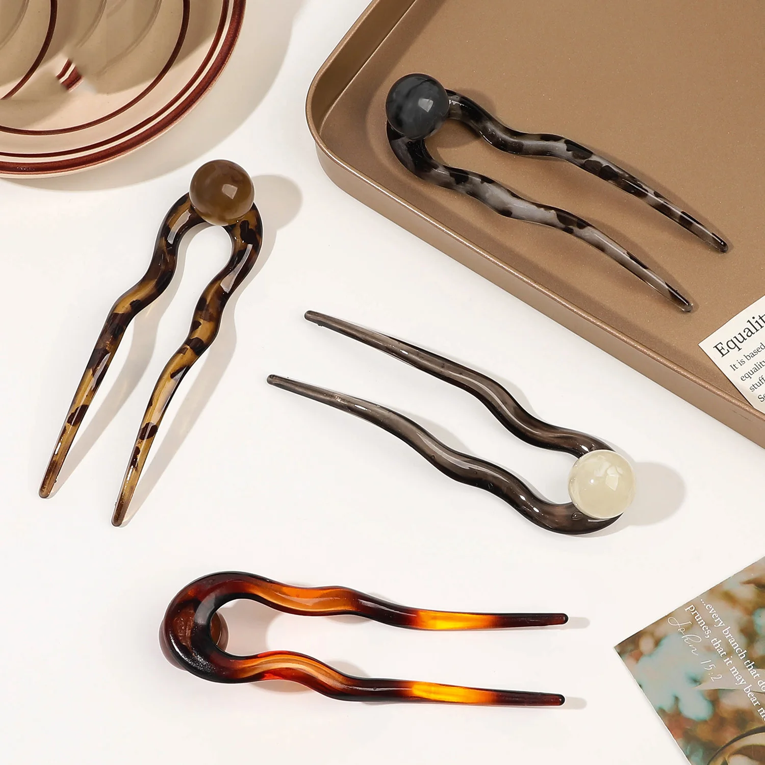 Pearl Hair Sticks U-shaped Hairpin Female Meatball Head Pan Hairpin Hair Bun Clips Chinese Hairpin Maker Style Hair Accessories