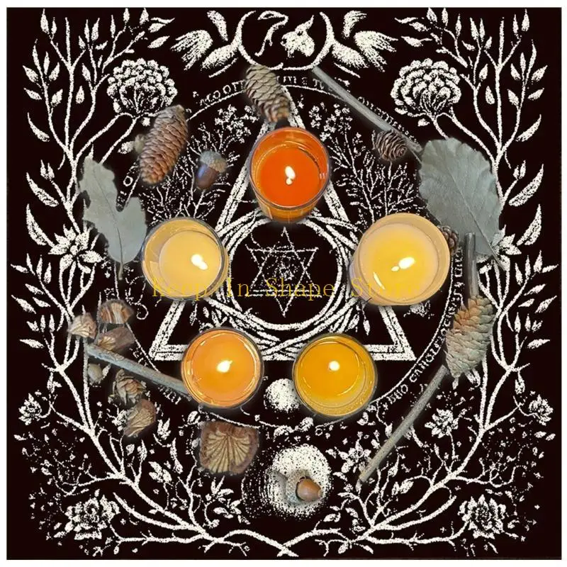 

U1JC Table Cover Astrology Oracles Game Mat Square Pendulum Altar Table Cloth