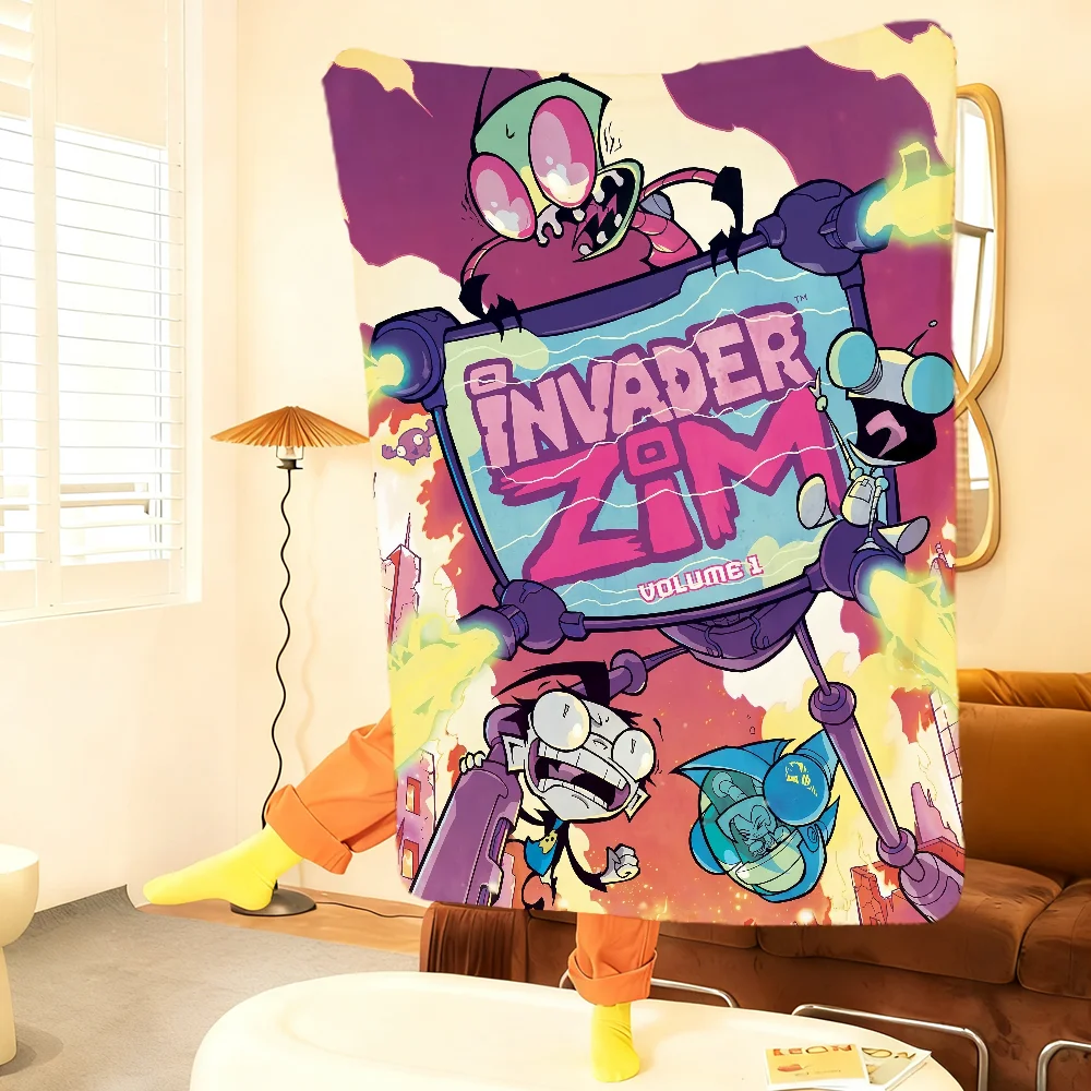 I-Invader cute Z-zim-m Blanket Throw Super Cosy Plush Living Room Sofa Couch Childish Birthday Gifts