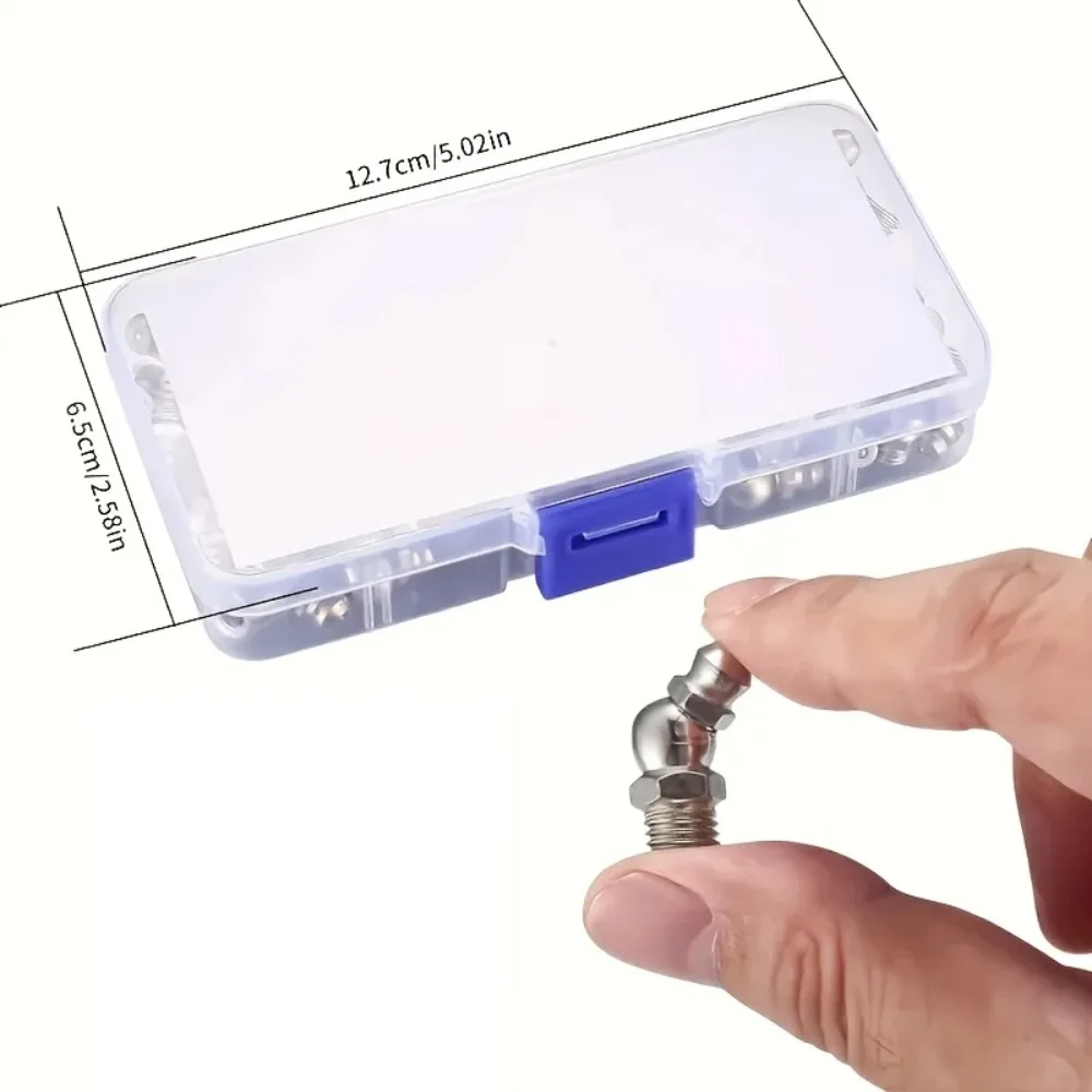60Pcs Metric Grease Fitting Kit 9 Type Galvanized Metal Hydraulic Grease Zerk Assortment Set M6 M8 M10 Vehicle Nozzle Fuel image 2