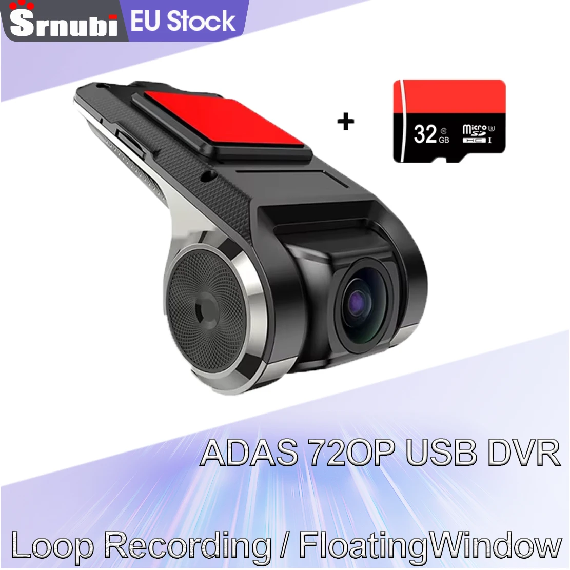Caméra de tableau de bord Full HD USB ADAS Srnubi pour lecteur DVD Android, unité principale de navigation/audio automobile, alarme vocale, enregistrement vidéo