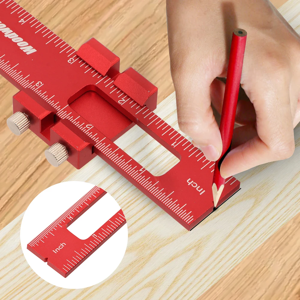 

Woodworking Ruler Set Portable Scribing Positioner Ruler Aluminum Alloy Positioning Marking Rulers Carpenter Measuring Tools