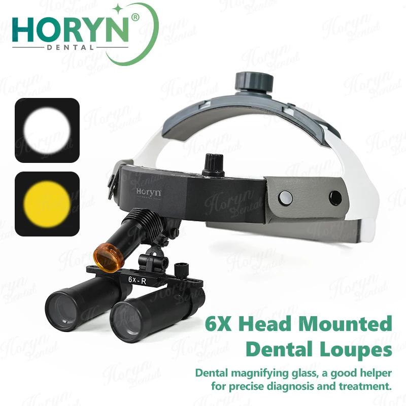 

Стоматологический налобный фонарь с креплением на голову имеет прожектор высокой яркости, 6-кратная хирургическая лупа, четкое изображение и более подробное наблюдение.