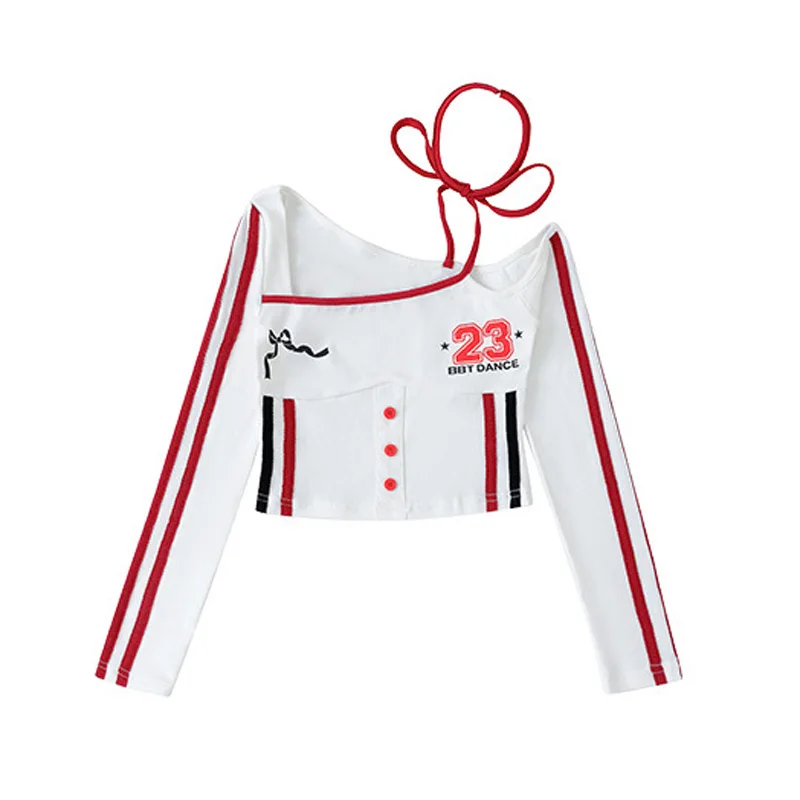 Ropa de Hip Hop para niñas, traje blanco, falda roja, traje de actuación de baile de Jazz, traje Kpop de moda, ropa de calle, desfile de pasarela