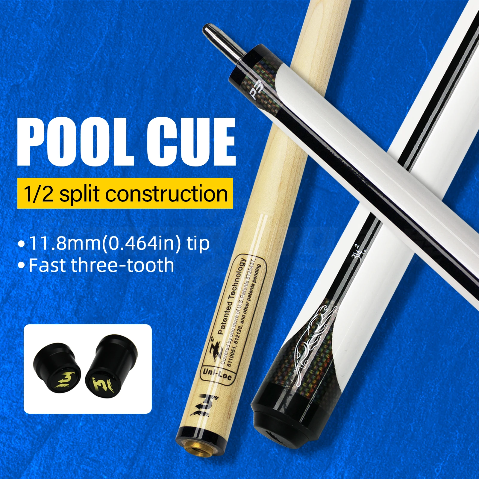 hit productMaple Wood Pool Cue 11.8mm Tip Uni-Loc Joint 1/2 Split Billiard Cue Maple Shaft for Snooker Pool Game