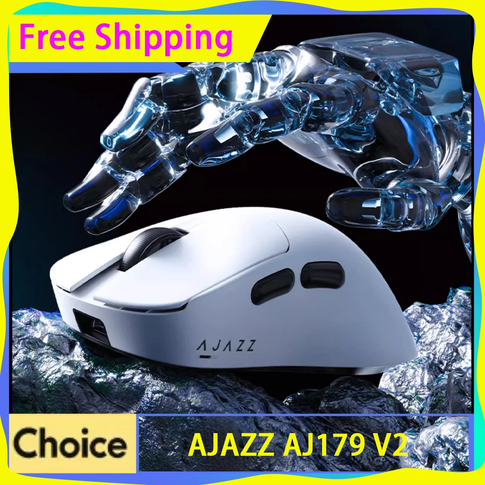 

Мышь Ajazz Aj179 V2 Max Беспроводная игровая мышь для киберспорта 1k Скорость опрокидывания Легкий дизайн Эргономичная игровая мышь Paw3311 с датчиком на заказ