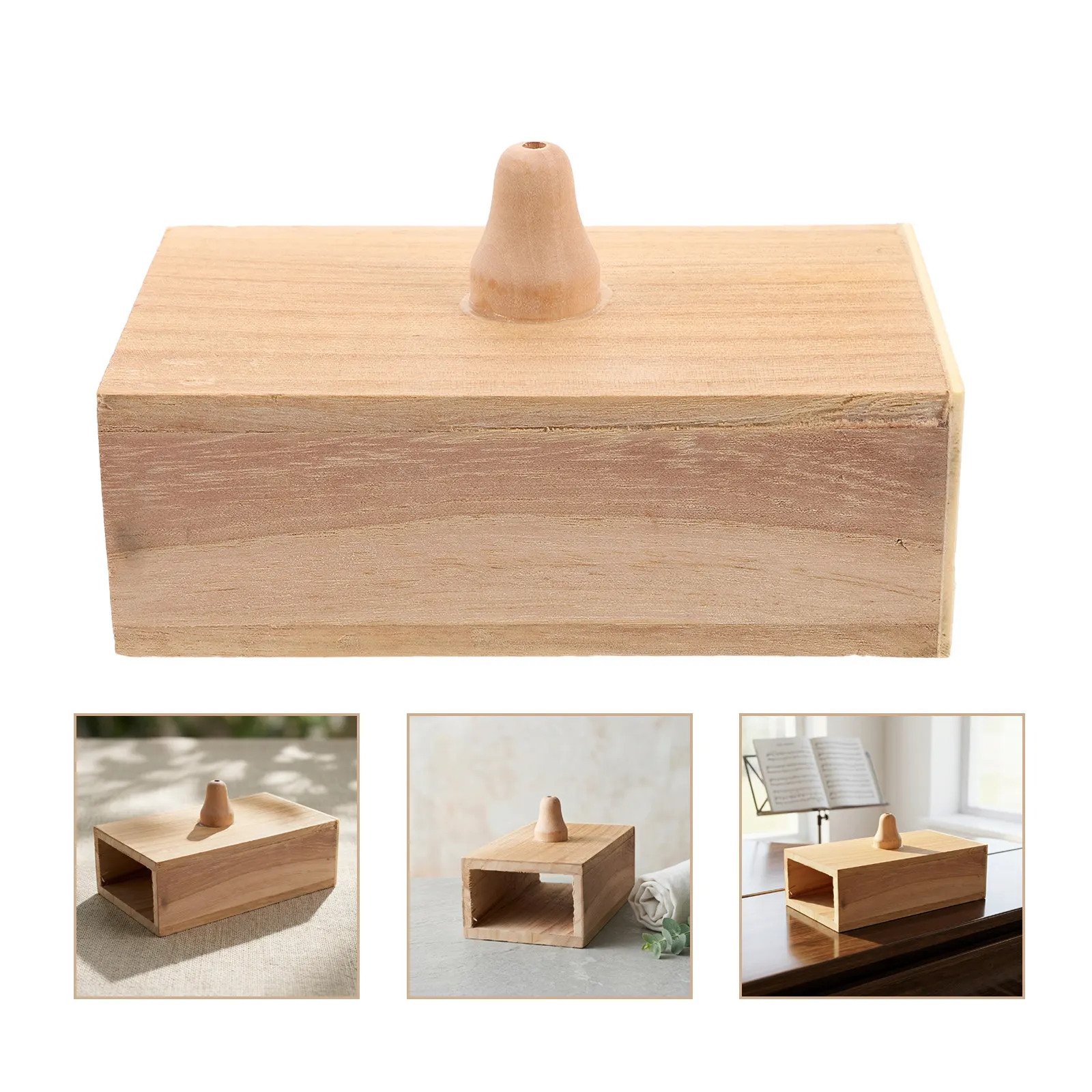 Tuning Fork Sound Resonance Box Light Yellow Compact Wooden Resonator Box Stable Non Slip Base for Meditation Classroom Teaching