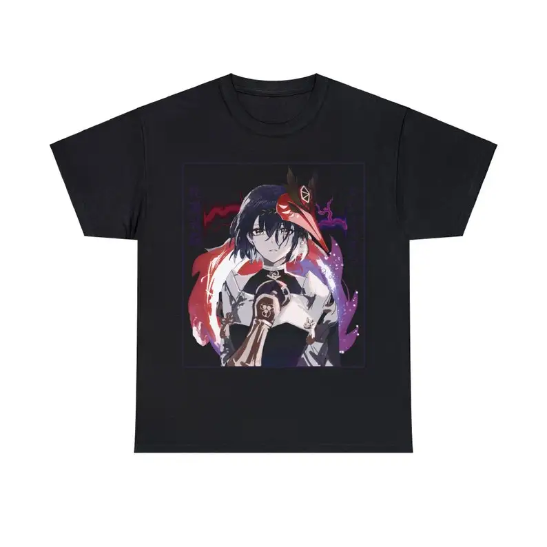 Kujou Sara Genshin Impact Aesthetic Anime Vaporwave Unisex Heavy Cotton Tee