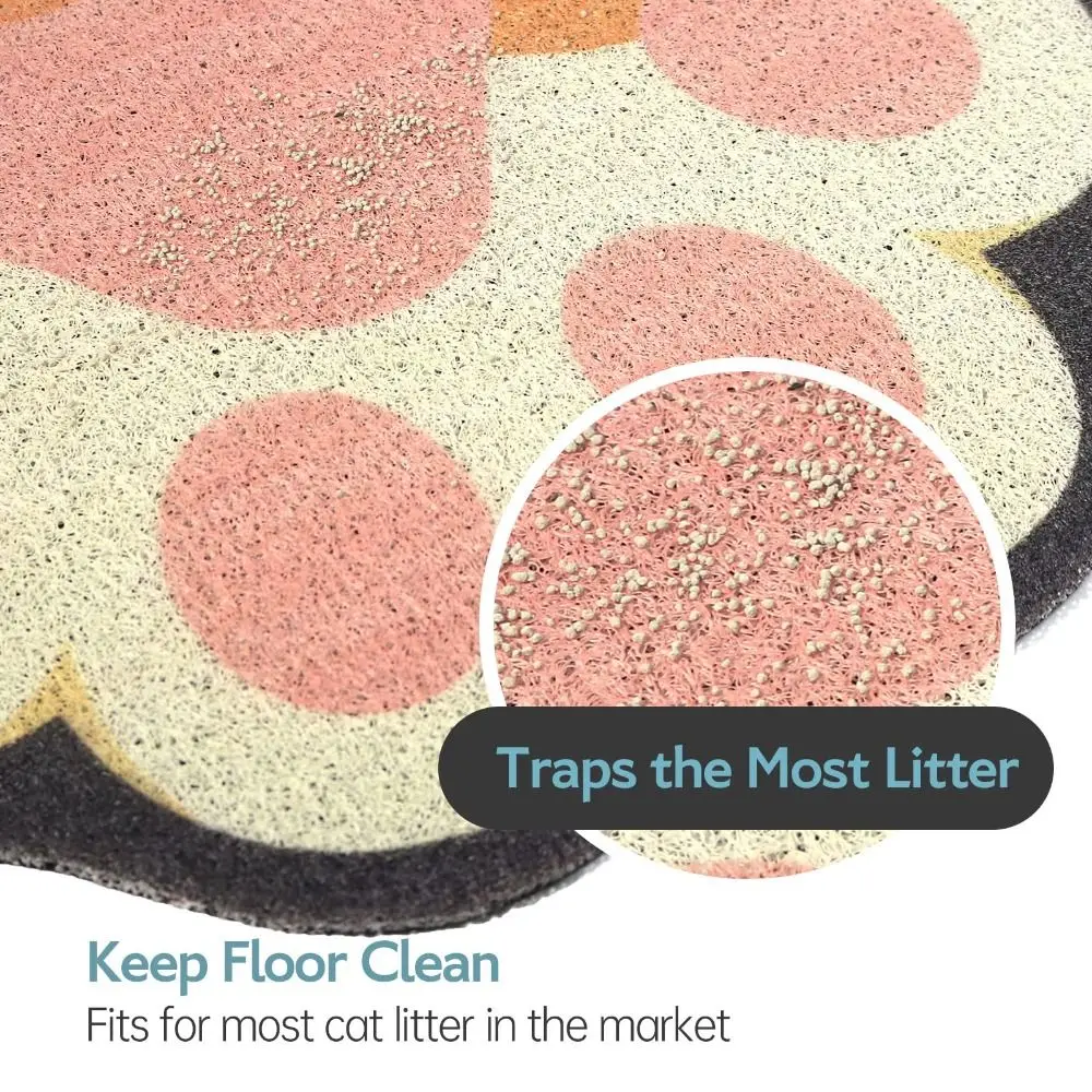 Cute Cat Paw Shaped Cat Litter Mat Waterproof Non-Slip Litter Trapping Mat Odor Control Anti-fouling Pet Door Mat For Kitty Paws
