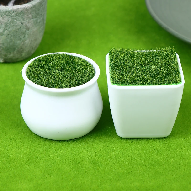 5Pcs Thickened Balcony Fake Flowers Garden Decoration Flower Pot Bonsai Ornament Flower Arrangement Device Vase With Woven Lawn