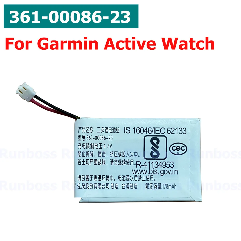 Original Replacement Battery 361-00086-23 Sport Watch Battery for Garmin Active 178mAh