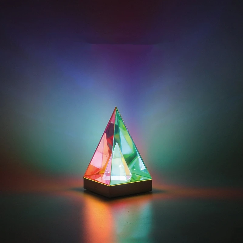 3D Cube Pyramid Diamond Night Light, RGB Colorful Atmosphere, Table Lamp, USB, Bedside, Desktop, Decorative, Bedroom, Home