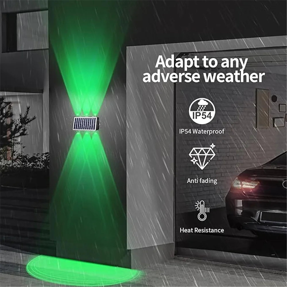 Up And Down Solar Wall Light 4/6/8 LED RGB Solar Fence Light Convex Mirror Solar Wall Washer for Backyard Pool Railing Porch