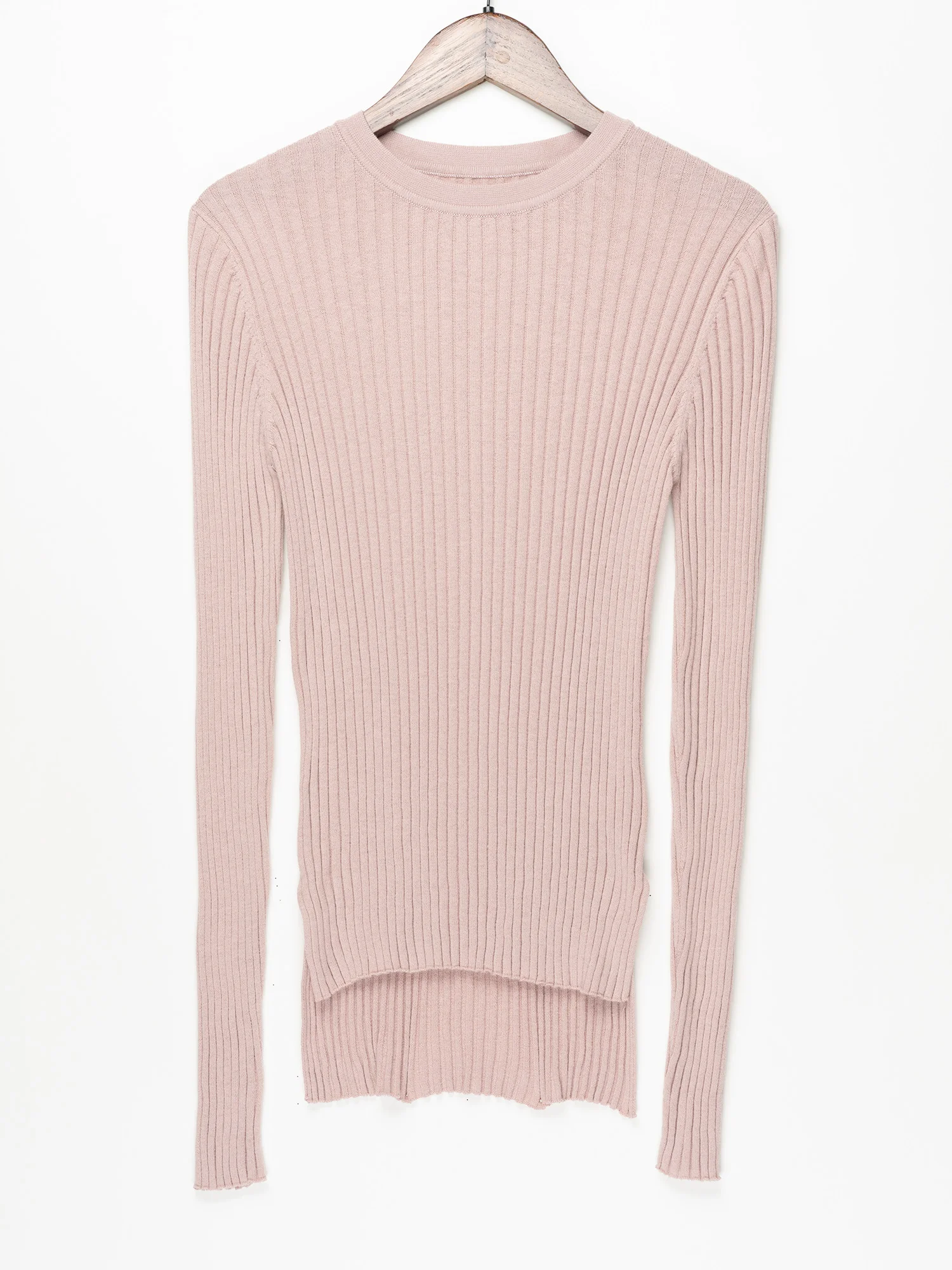 Lightweight Cropped Cotton Ribbed Sweater Women Slits Side Knitted Tops