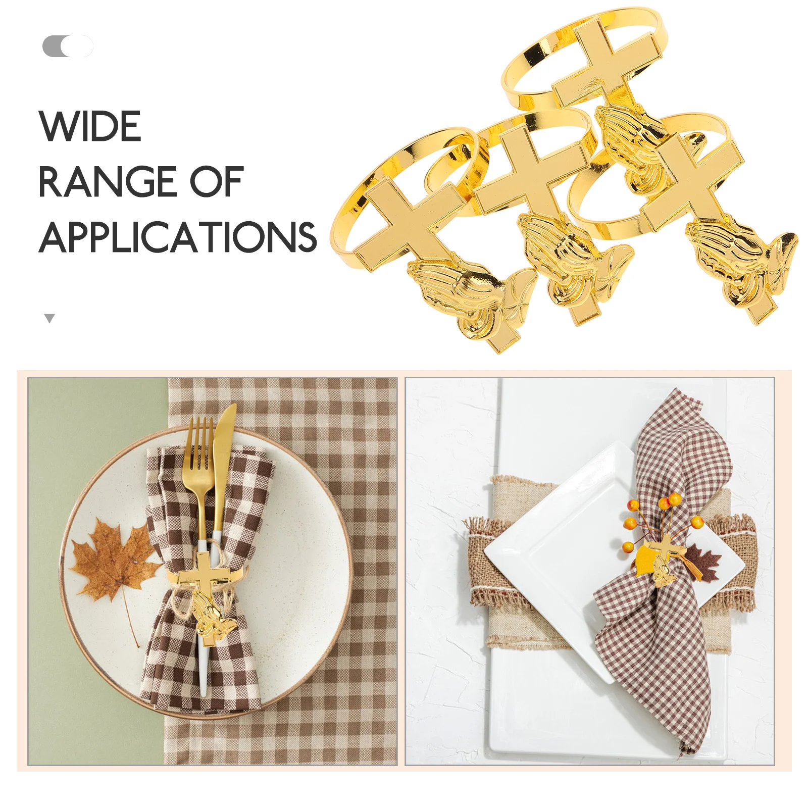 

4Pcs Cross Napkin Rings Metal Table Decorations for Thanksgiving Christmas Dining Napkin Rings Serviette Ring Table Decorations
