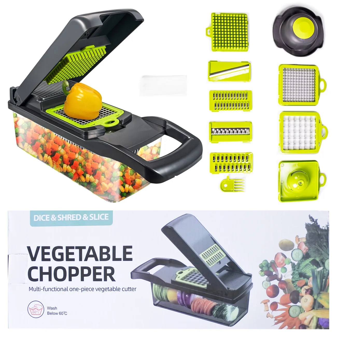 15-In-1 vegetable and fruit cutting machine, food onion vegetable cutting machine, kitchen cutting machine