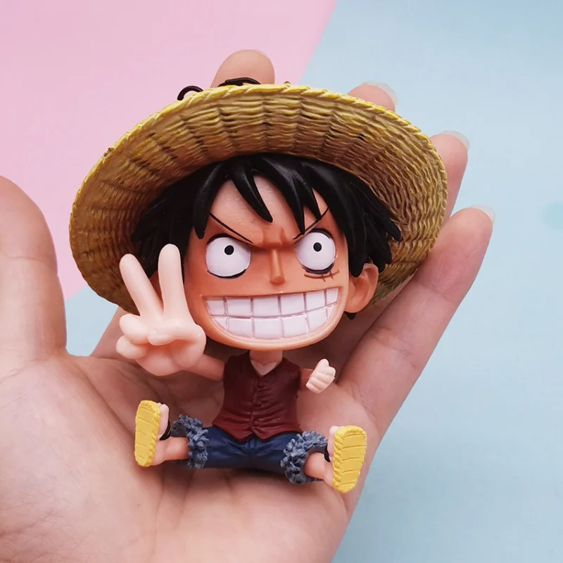 One Piece Anime Keychain, Luffy Sanji Usopp Sabo Chibi Figure Pendant, 3D PVC Keyring for Bag/Car, Cartoon Fans Collectible Gift view 6