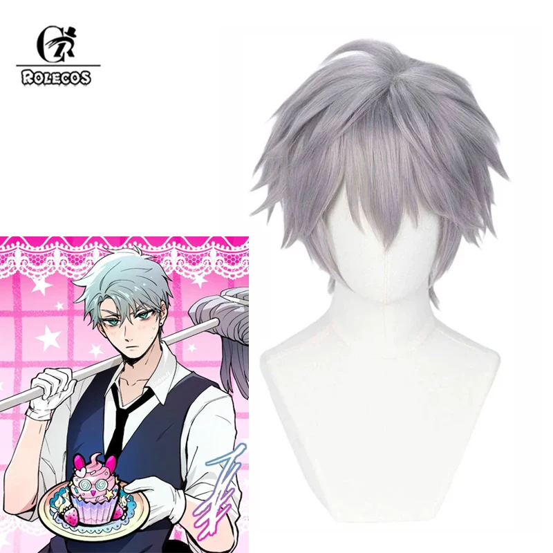 ROLECOS Alien Stage Till Cosplay Wigs Till Halloween 30cm Men Short Straight Gray Cos Wig Heat Resistant Synthetic Hair
