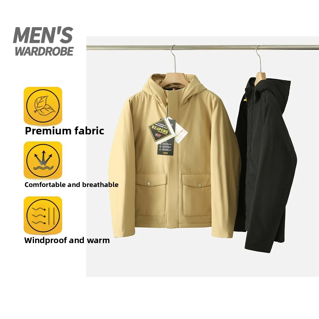 سترة من القطن من Thiened للرجال شتاء دافئ كاجوال مبطن مع حامل مناسب قبعة Faion Urban متضمنة الطول العادي