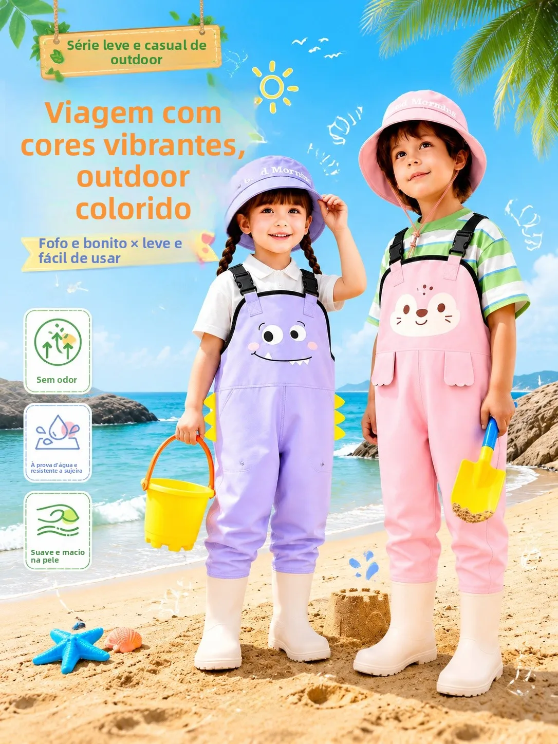 fishing-source-children's-wading-suit-rain-boots-spring-outdoor-camping-travel-gear-baby-down-suit-water-play-suit