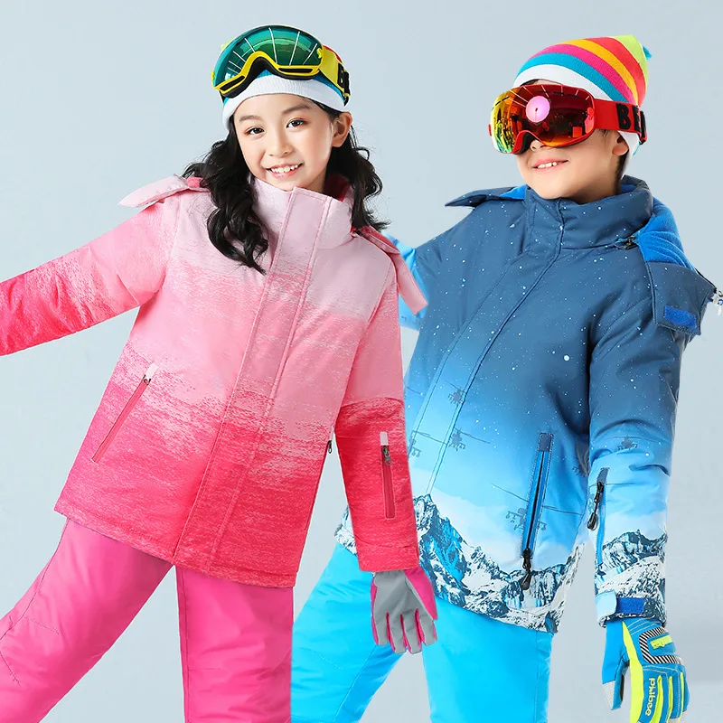 

Children's Snowboarding Wear,Thermal Hood Girls Snow Jacket Pants,Kids Skiing Suit,2-Piece Warm Winter -30 Degree Boys Snowsuits