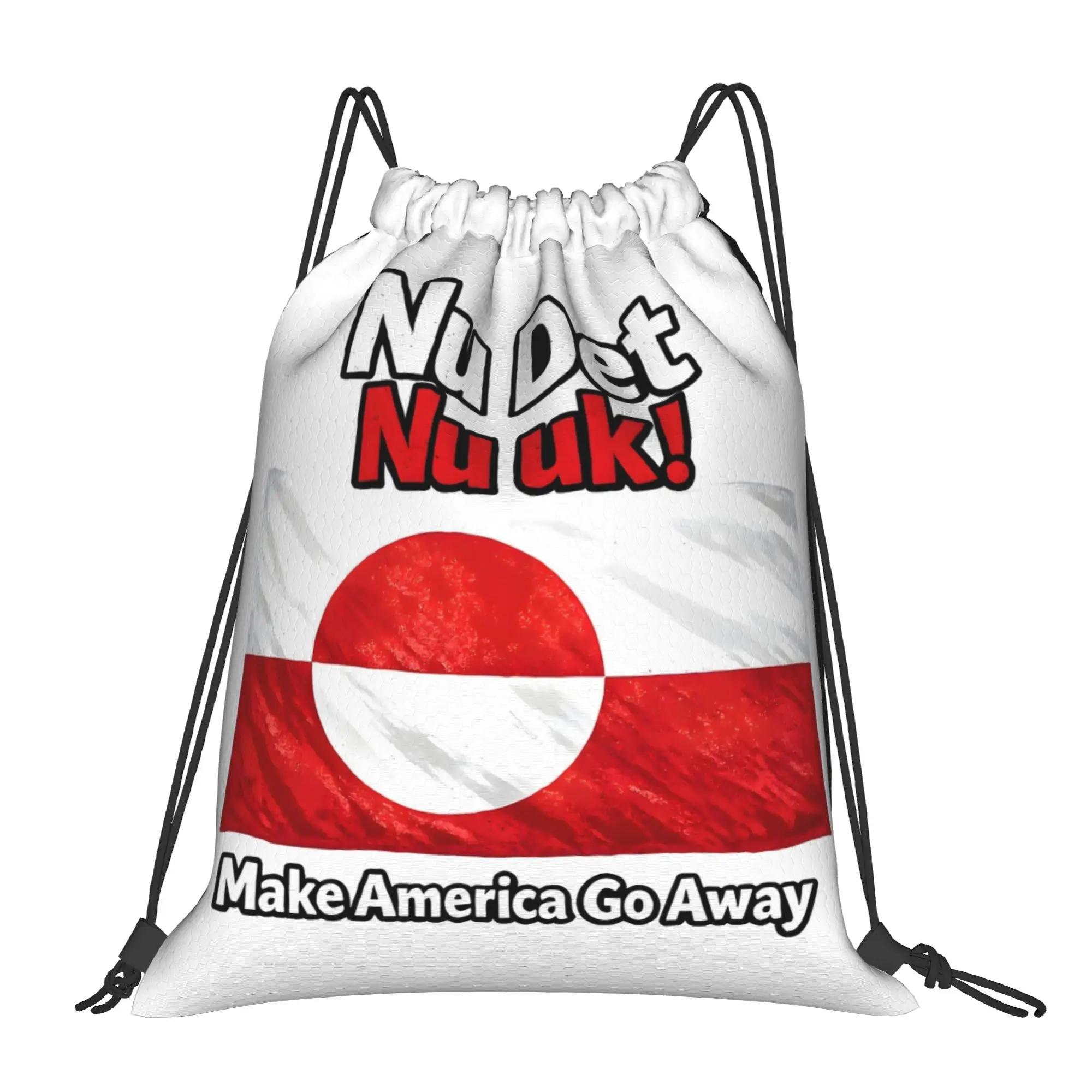 

Nu Det Nu uk! Make America Go Away Greenland Flag Drawstring Backpack Sports Gym Bag Water Resistant String Sackpack Working Out