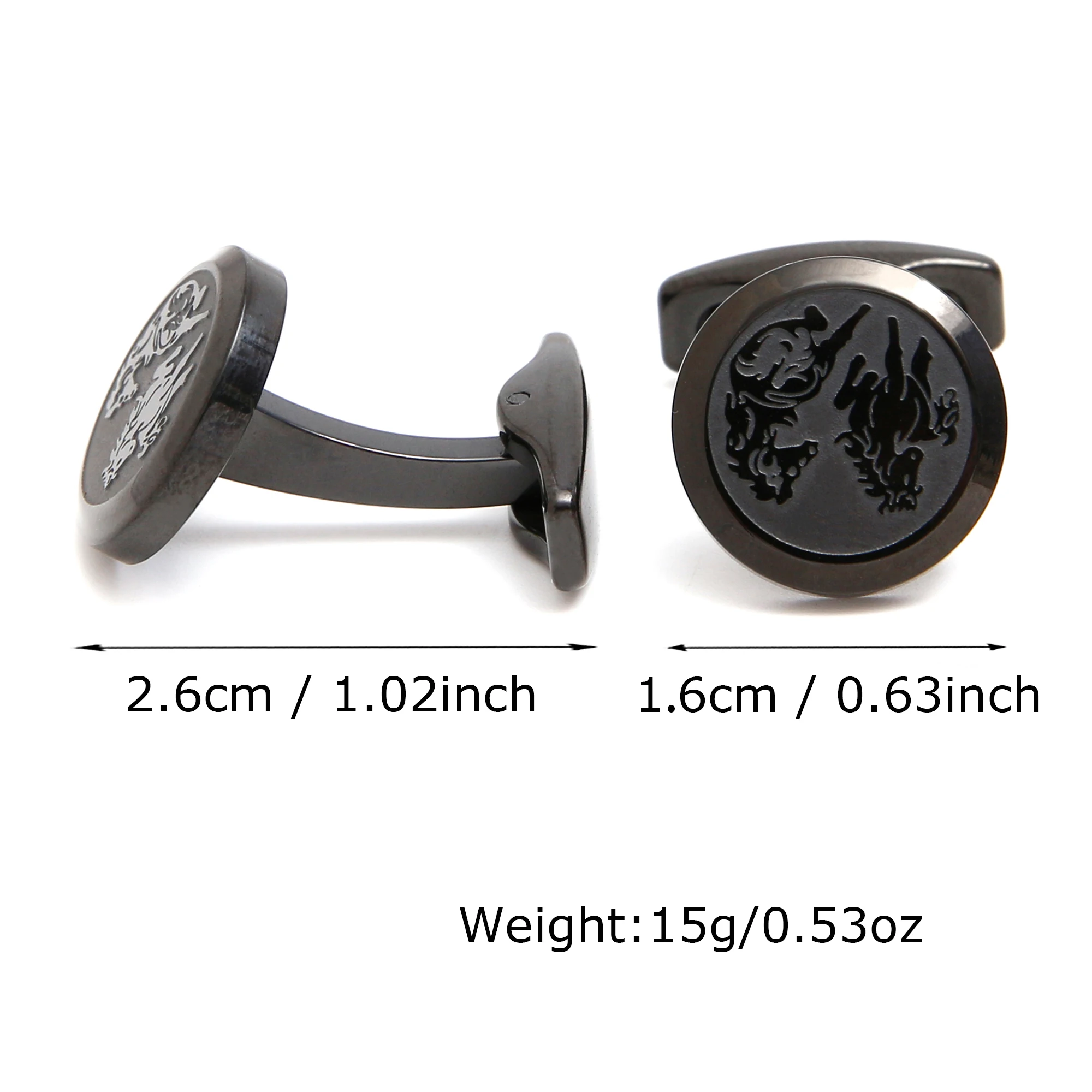 TOMYE Cufflinks for Men with Gift Box, Cute Carving Horses Customizable Stainless Steel Round Dress Shirt Cuff Links for Him