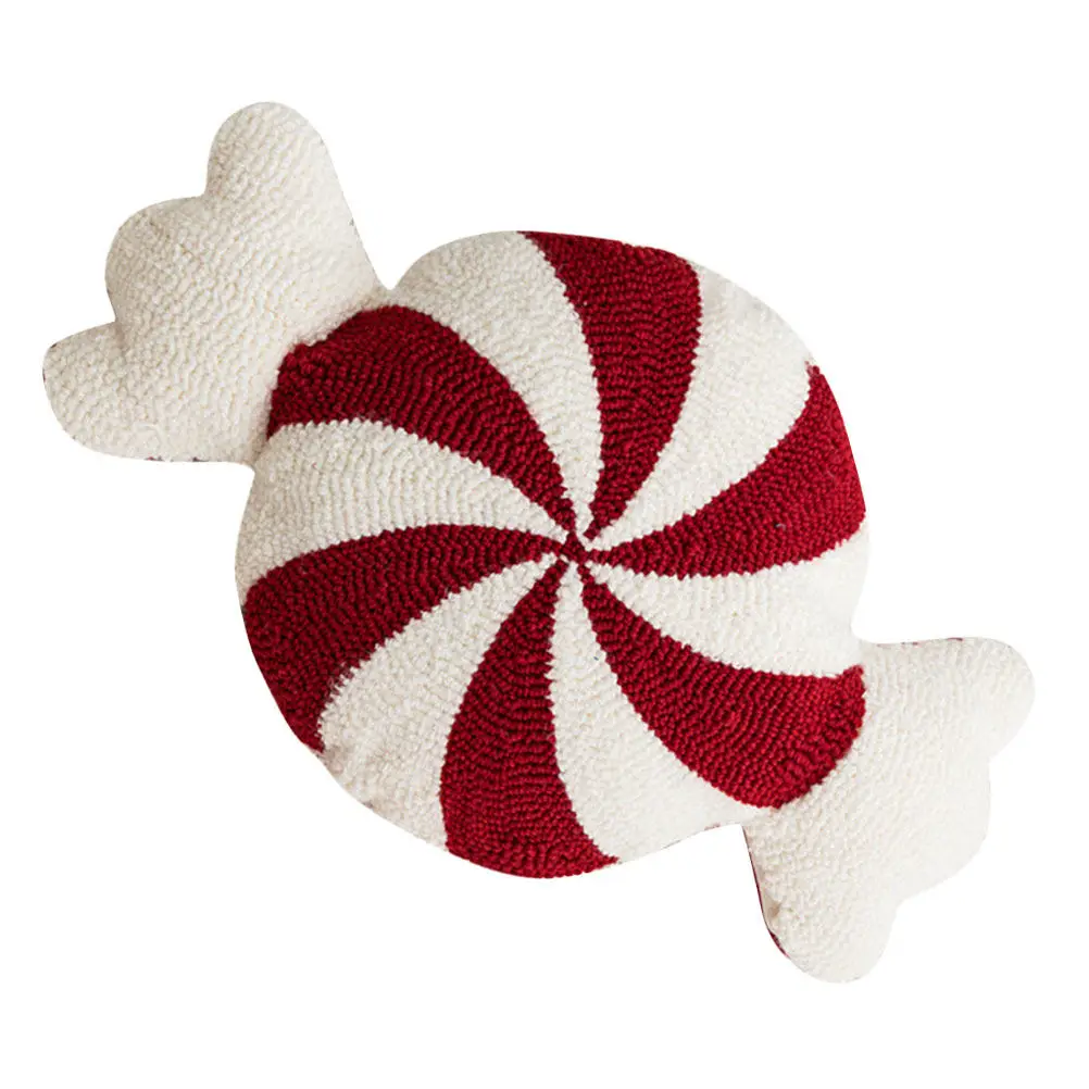 Adorable Christmas Candy Shaped Pillow Ultra Soft Decorative Throw Cushion for Sofa Bed Bedroom Holiday Home Decor Xmas Candy